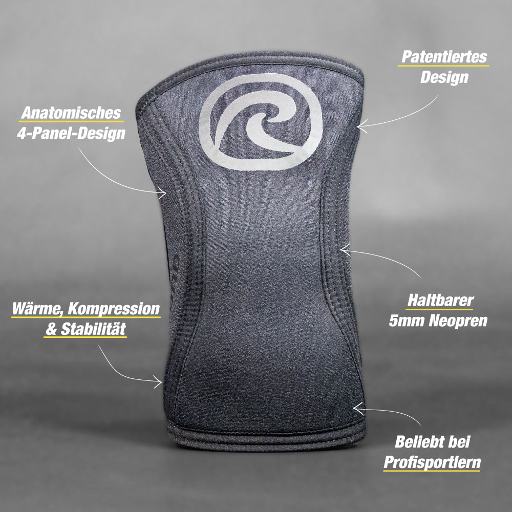 Der Rehband Knieschutz, hergestellt aus 5mm starkem SBR/Neopren für extra lange Haltbarkeit.