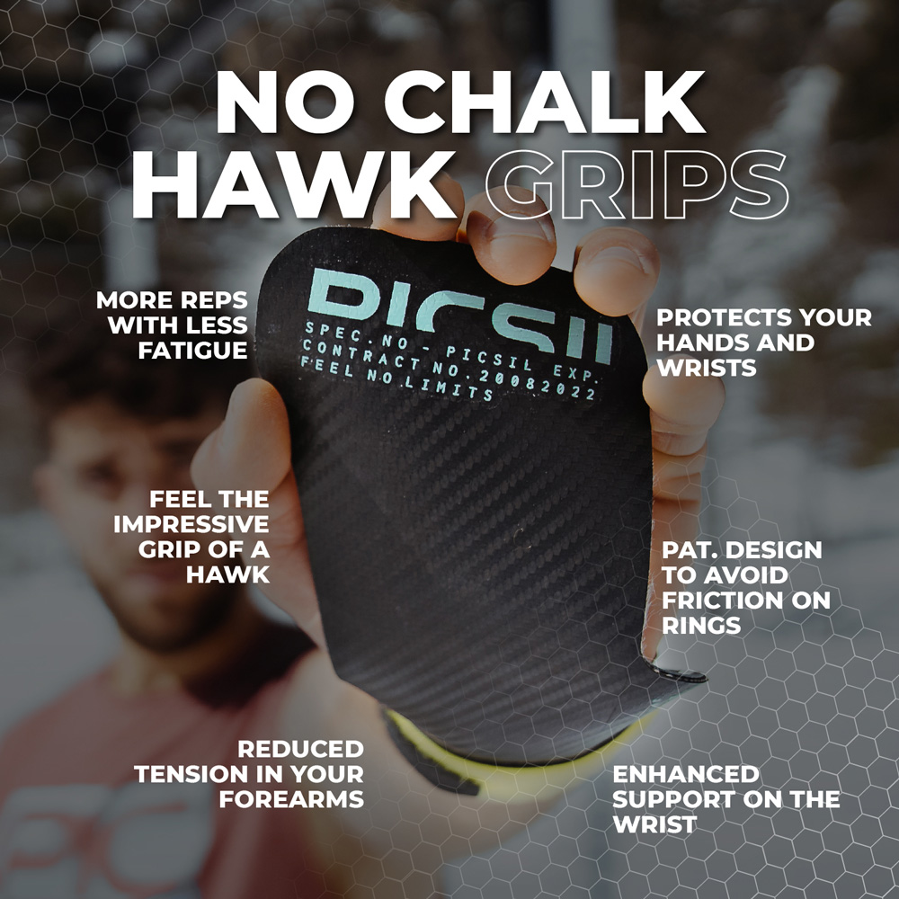 Athlet zeigt die robuste Textur der Picsil Hawk Grips
