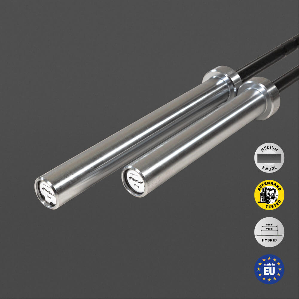 Affenhand Langhantel Gewichtheben – 20kg Herren & 15kg Damen, Made in EU, hochwertige Verarbeitung