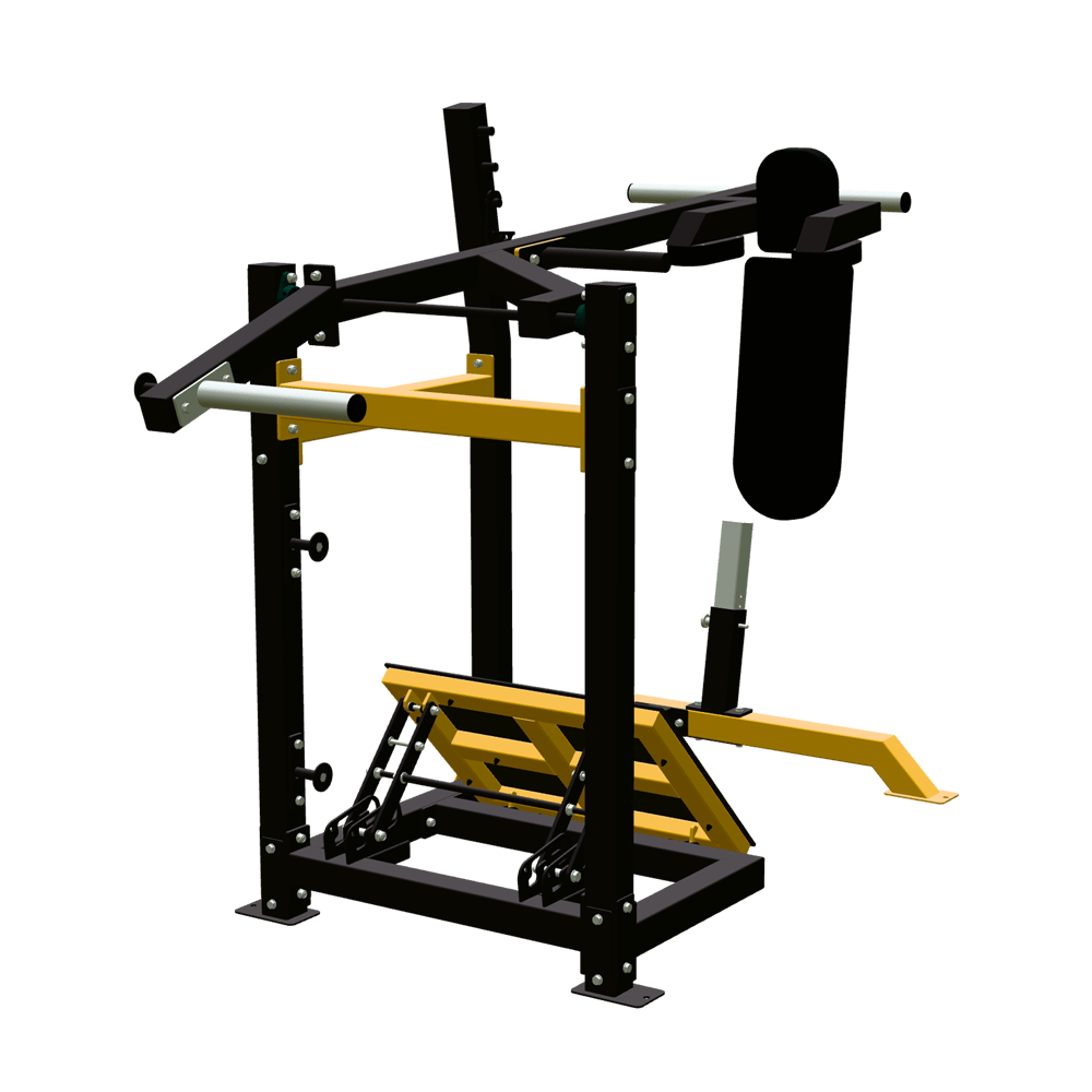 Athlète effectuant des squats sur la machine Pendulum Squat