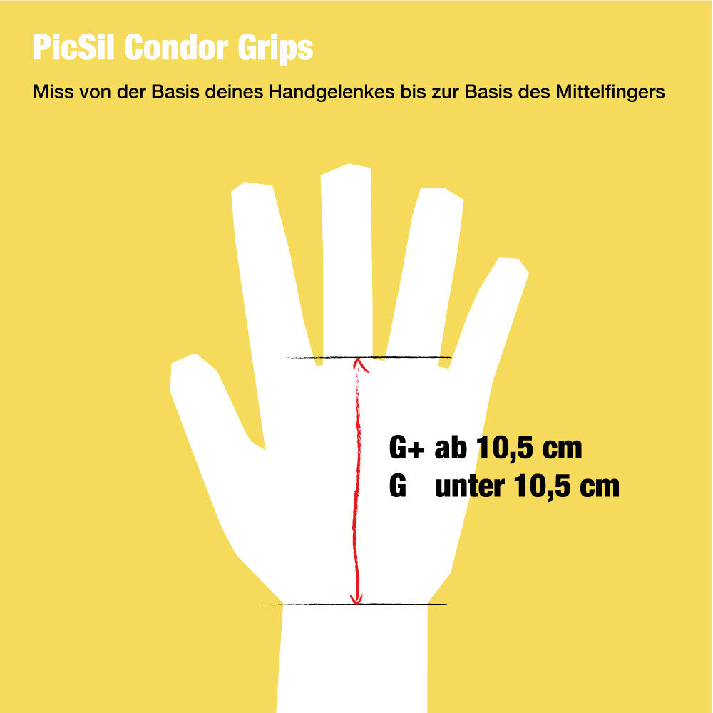 Größentabelle für Picsil Condor Grips