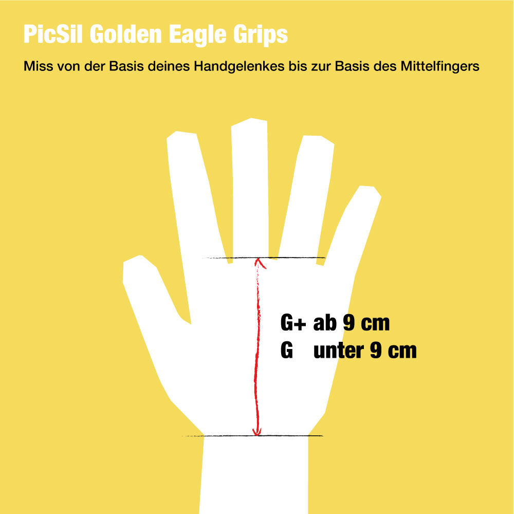 Groeßentabelle für fingerloses Golden Eagle Grips