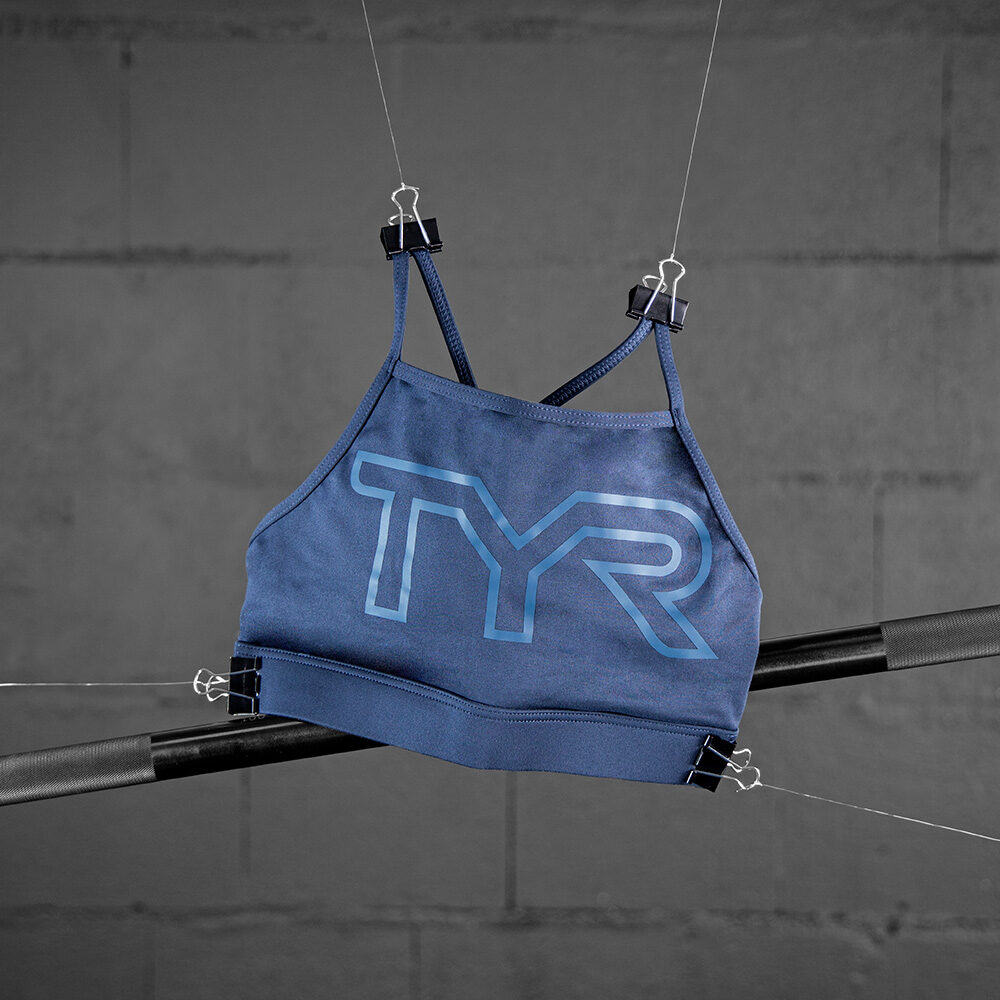 tyr blauer bra sport bh high neck