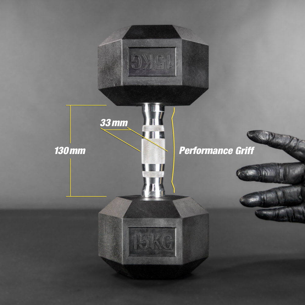 Kurzhantel Dumbbell mit Profi-Griff für optimalen Halt, Gewichtsauswahl für effektives Krafttraining von Affenhand.